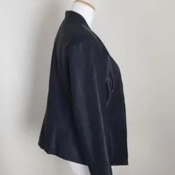 Blanknyc Black Open Front Faux Leather Blazer SZ L - Picture 2 of 6
